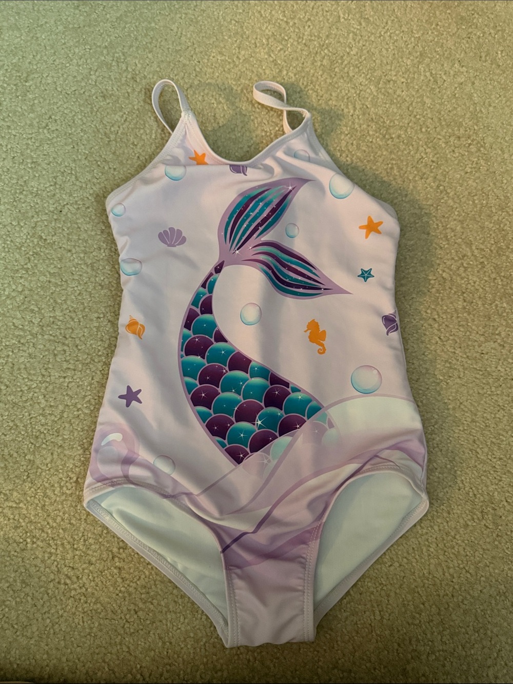 Girls' Purple & Teal Mermaid One-Piece Swimsuit